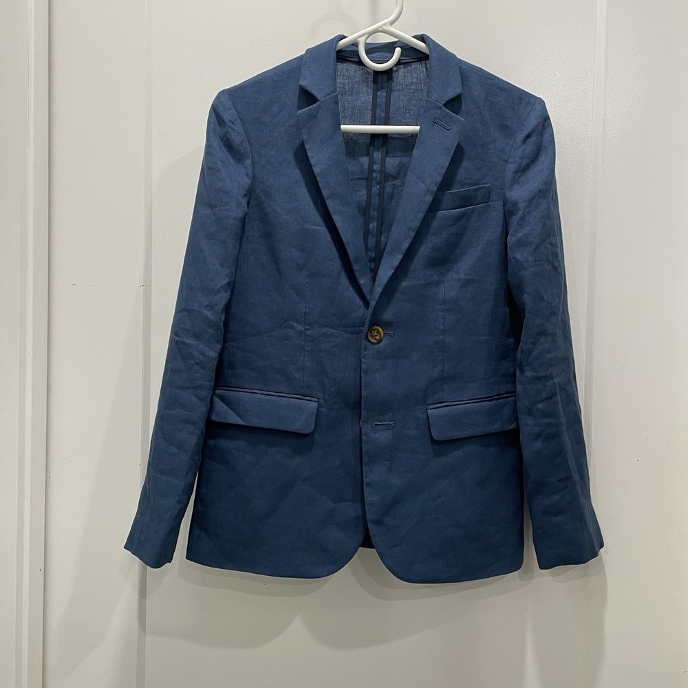 Crewcuts Ludlow Blazer Linen Boys Wedding Formal Size 14 Blue Suit Jacket